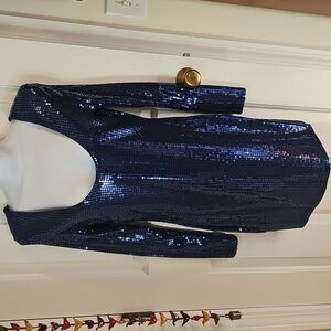 VENUS Blue sequin sparkly short dress, XS, long sleeves, Venus